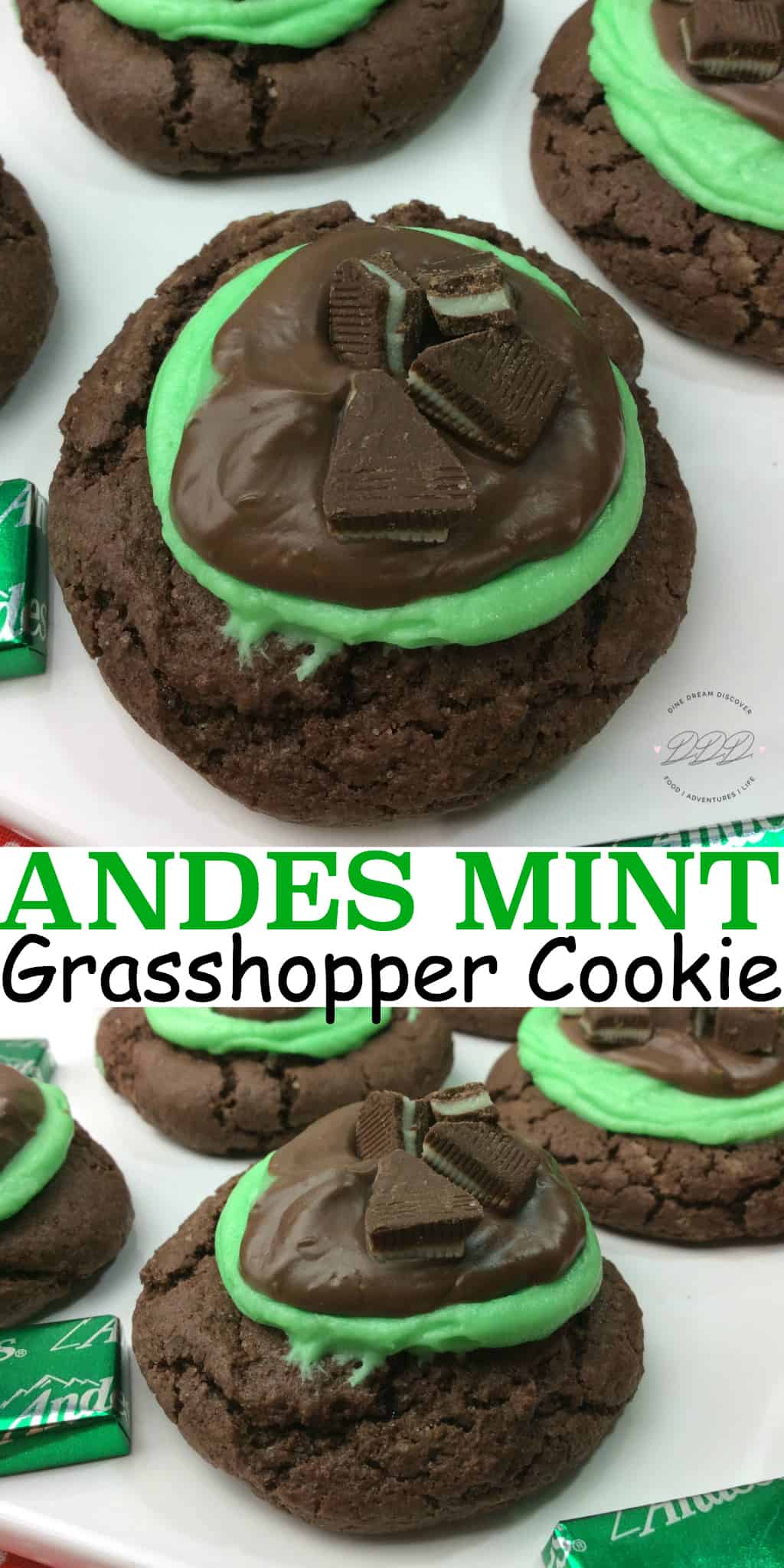 The Andes Mint grasshopper cookie is a must for anyone that loves Thin Mints and is my favorite Andes Mint recipe. Who doesn’t love Andes Mints? They are truly the perfect amount of chocolate and mint.