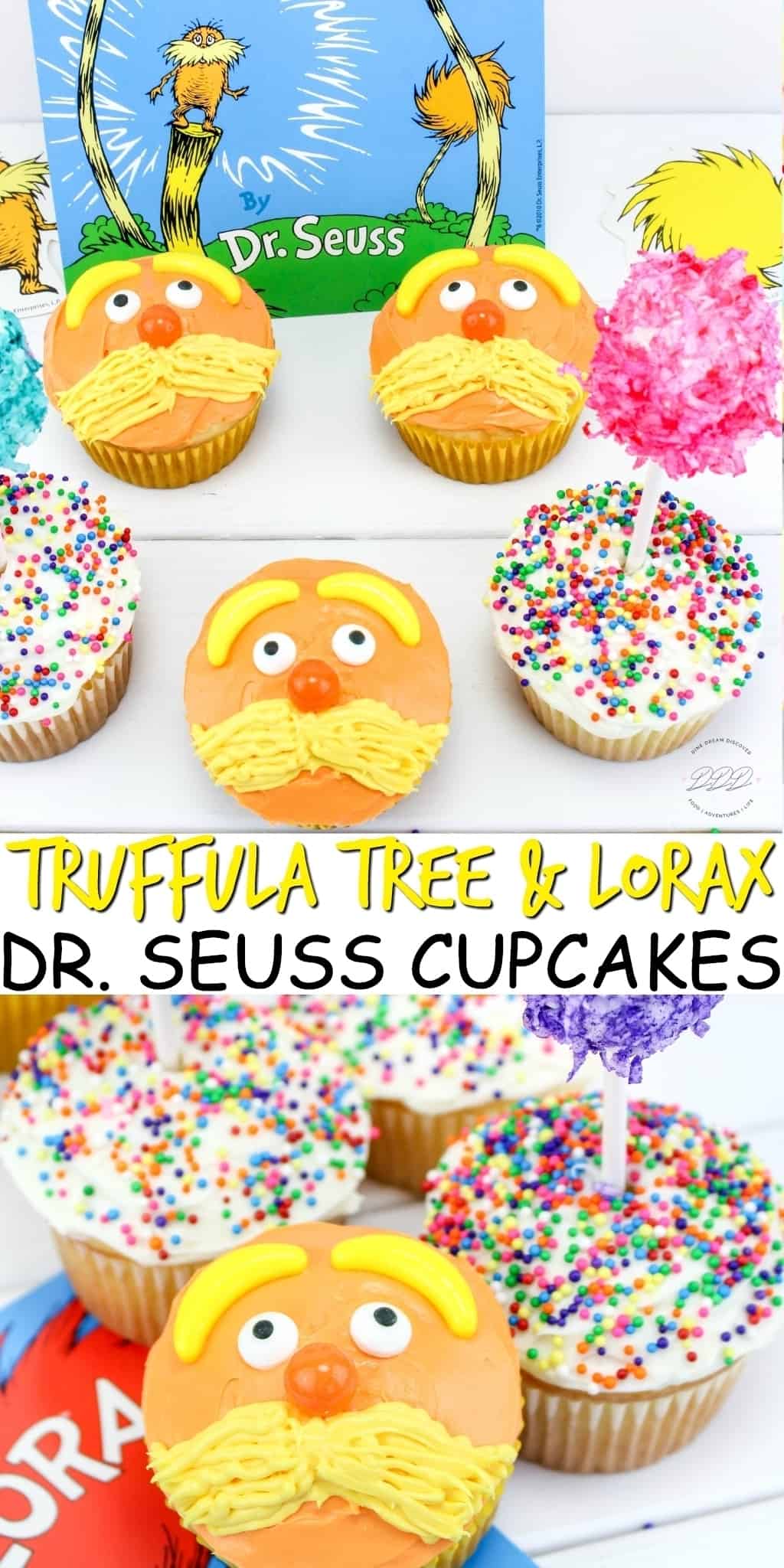 Today we are sharing our last Dr. Seuss recipe with the Truffula Tree and Lorax Cupcakes recipe in honor of his birthday. 