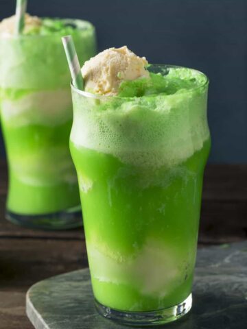 Homemade Green Ice Cream Soda Float