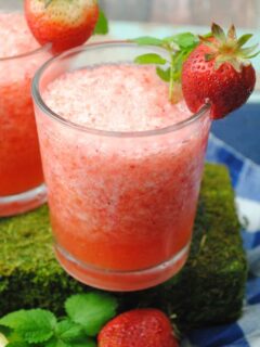 Tired of winter? Escape to a tropical oasis by making a frozen treat. The Strawberry Wine Slushy is a great way to forget about winter for a few hours.