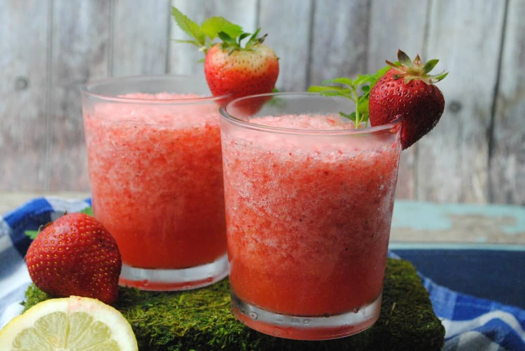 Tired of winter? Escape to a tropical oasis by making a frozen treat. The Strawberry Wine Slushy is a great way to forget about winter for a few hours.