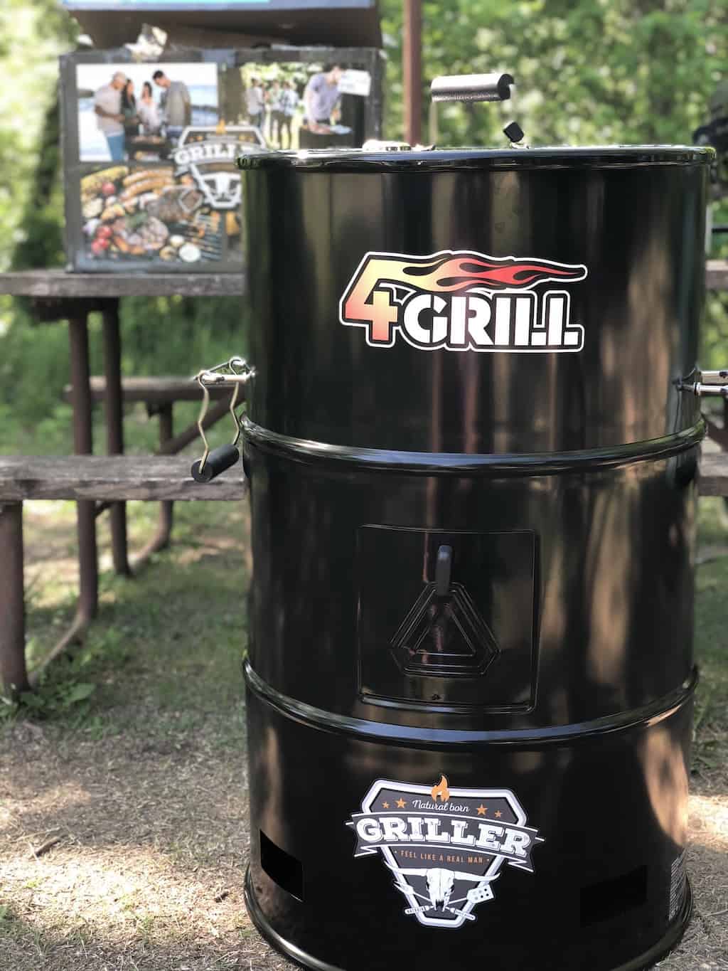 Looking like an old oil drum, the 4Grill can grill, smoke, slow cook, and be your fire pit and is compact enough to take in your car.