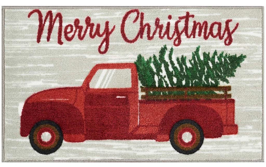 Merry Christmas Truck With Tree Accent Rug