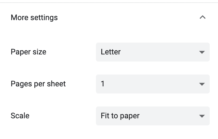 printer settings