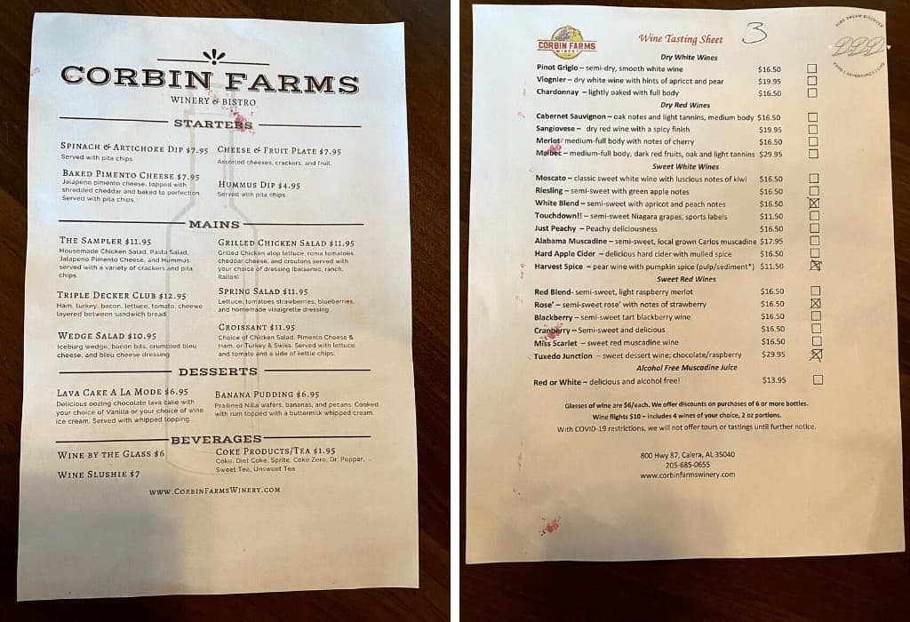 corbin farms menu