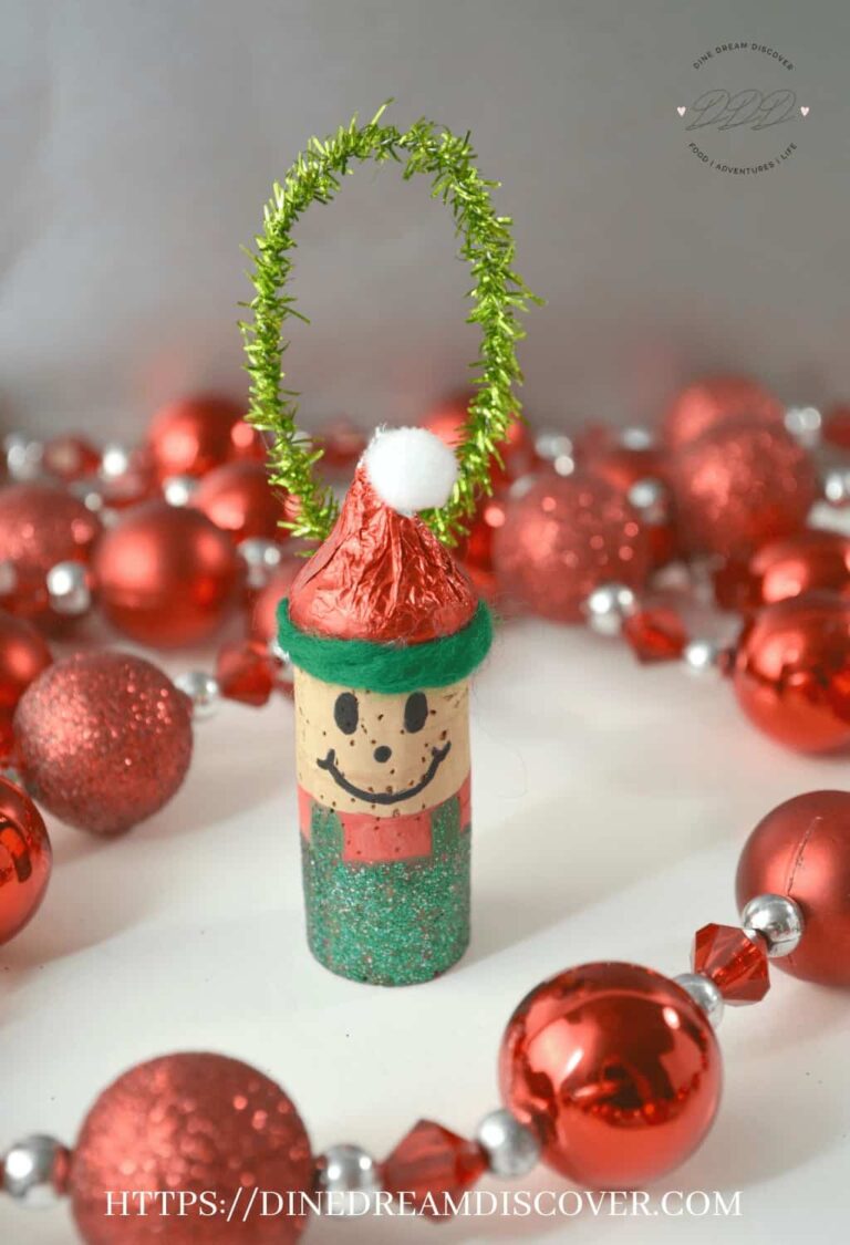 Santas Elf Wine Cork Ornaments - Dine Dream Discover