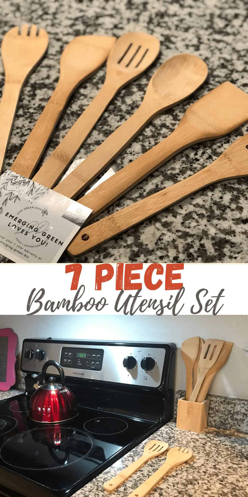 7 Piece Bamboo Utensil Set at Your Fingertips