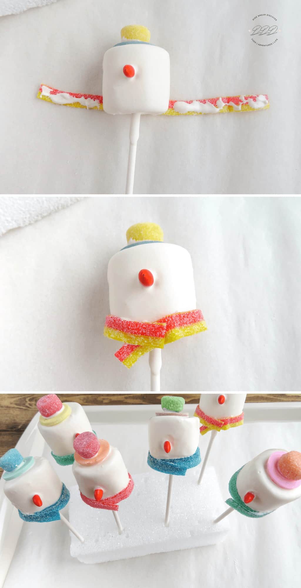 marshmallow pops with frosting Snowman Marshmallow Pops