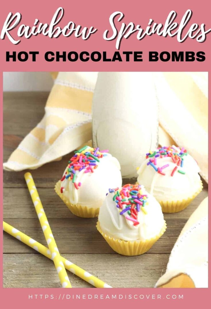 Rainbow Sprinkles White Hot Chocolate Bombs