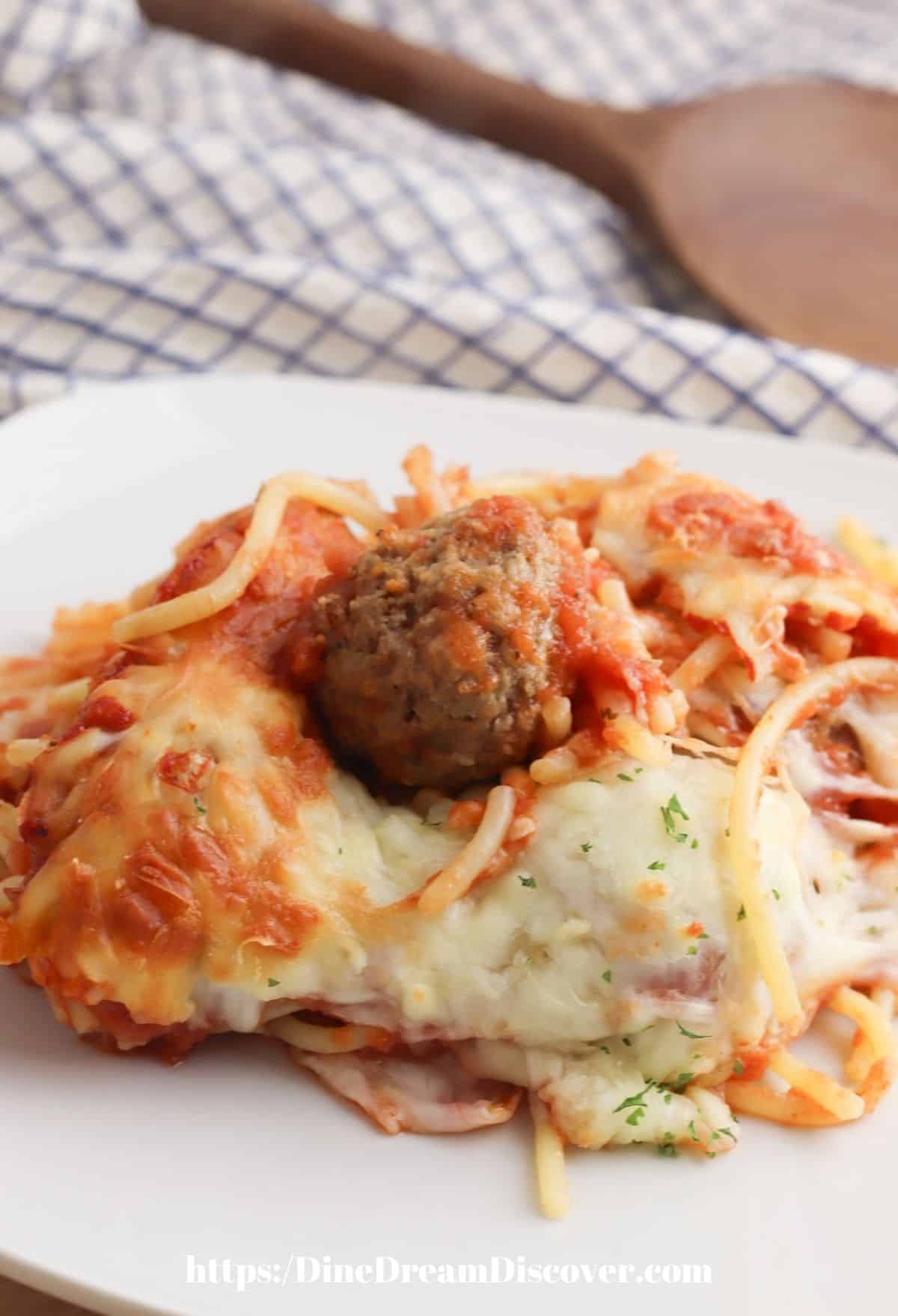 Spaghetti and Meatball PASTA BAKE