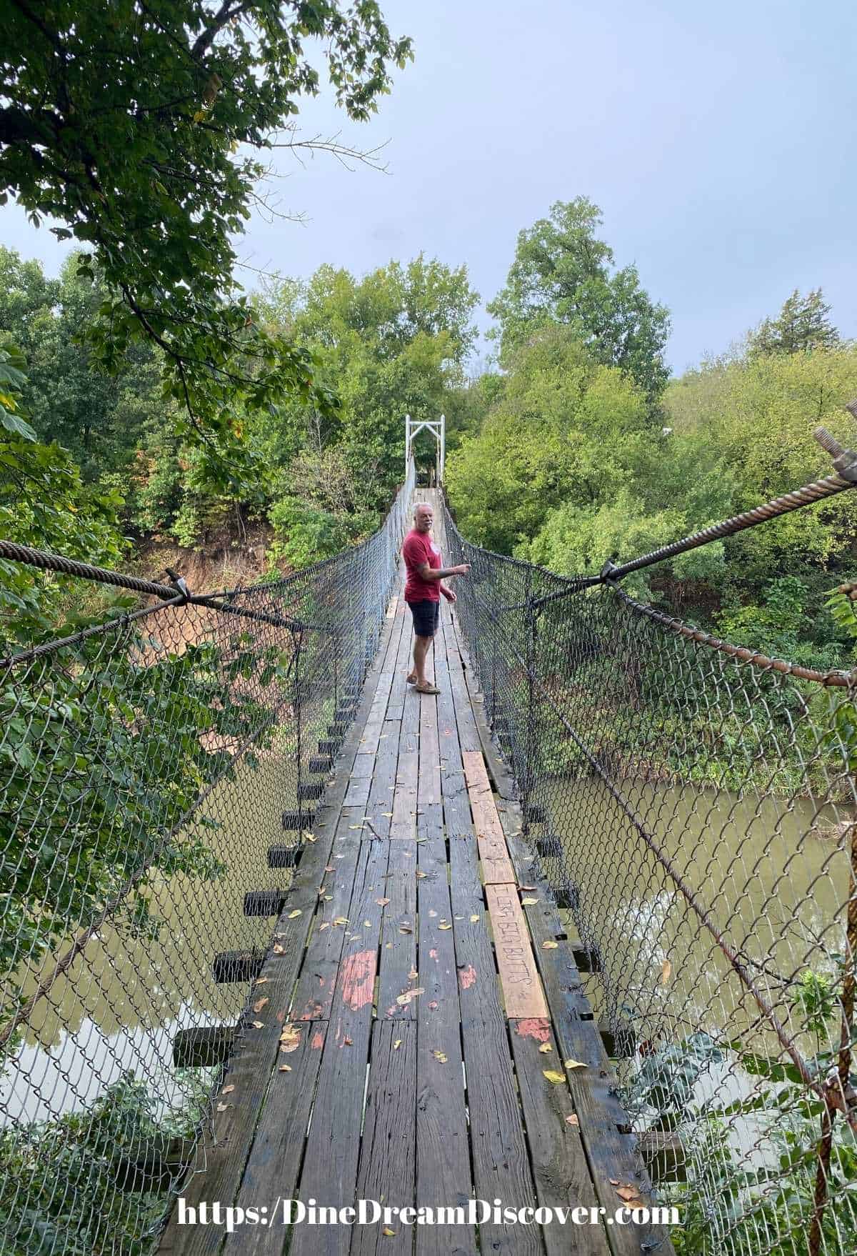 tim on the swinging bridge