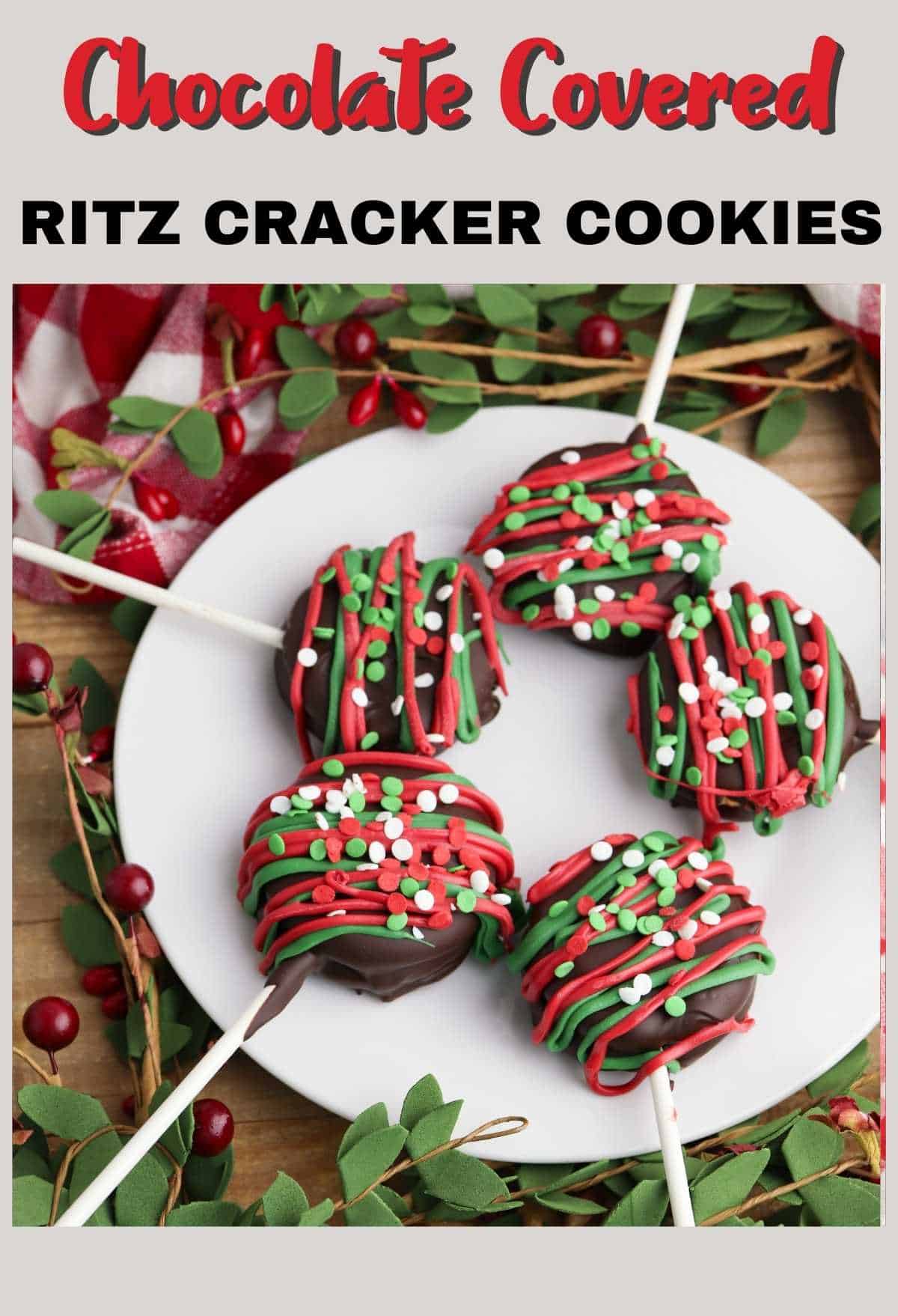 Chocolate Covered Ritz Cracker Cookie Pops 
