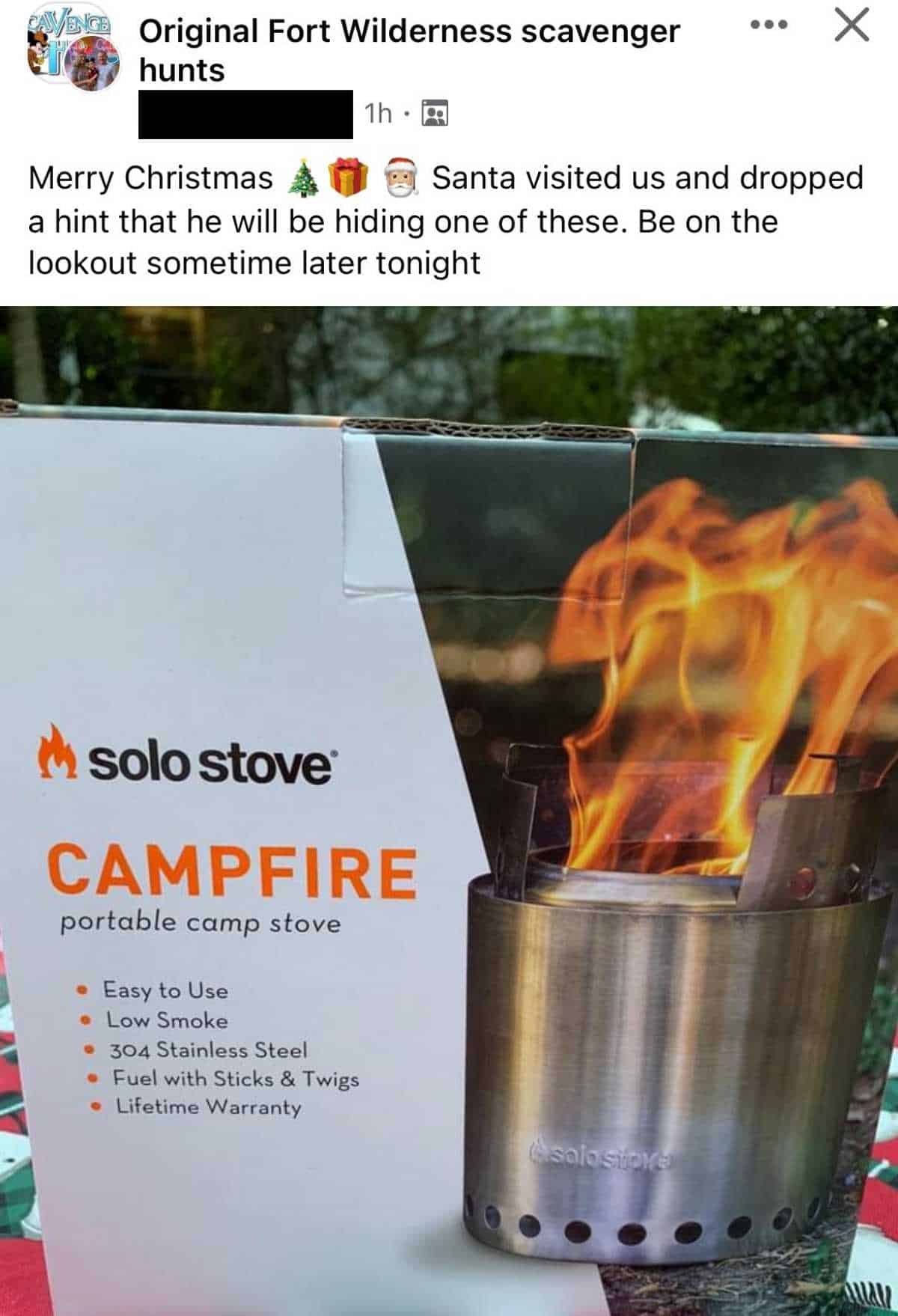 fort wilderness scavenger hunt solo stove campfire