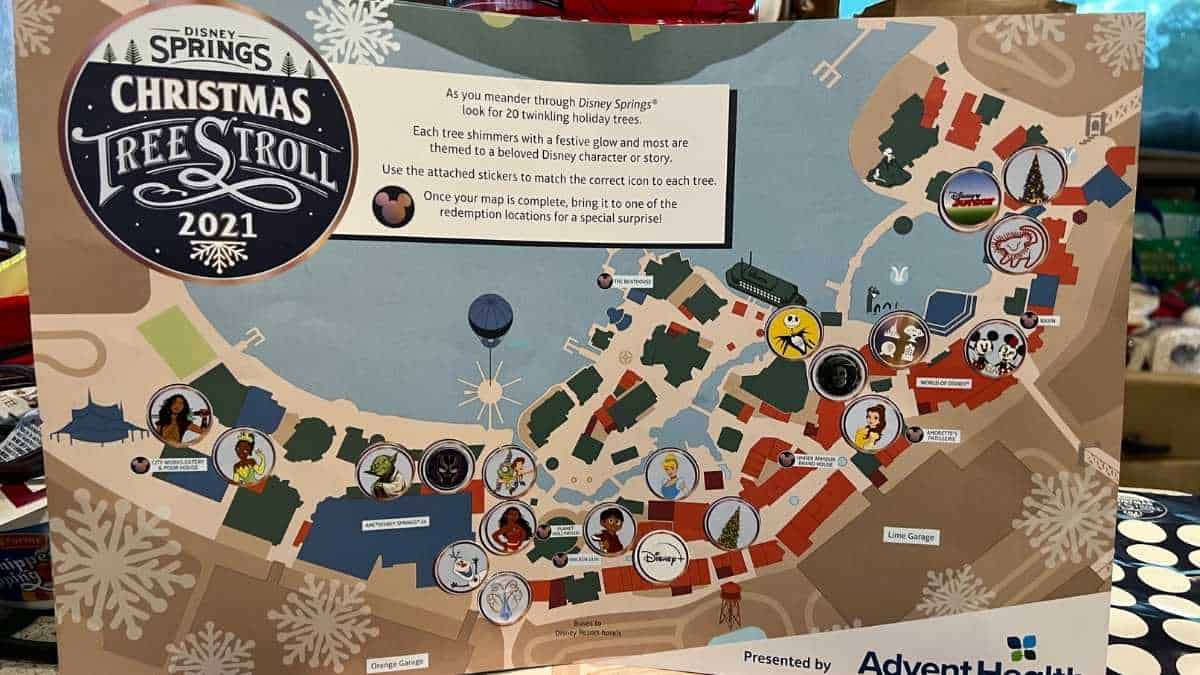 disney springs christmas tree stroll map