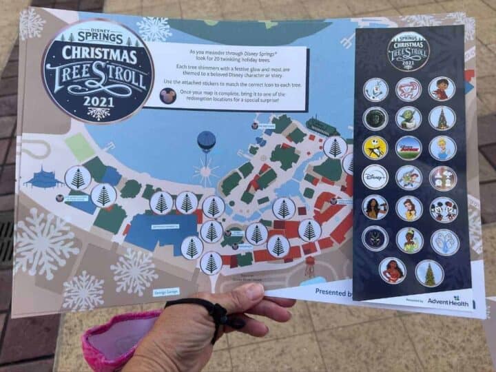 disney springs christmas tree stroll map