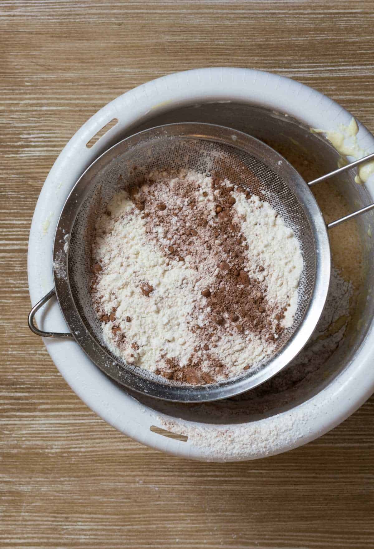 flour and cocoa powder