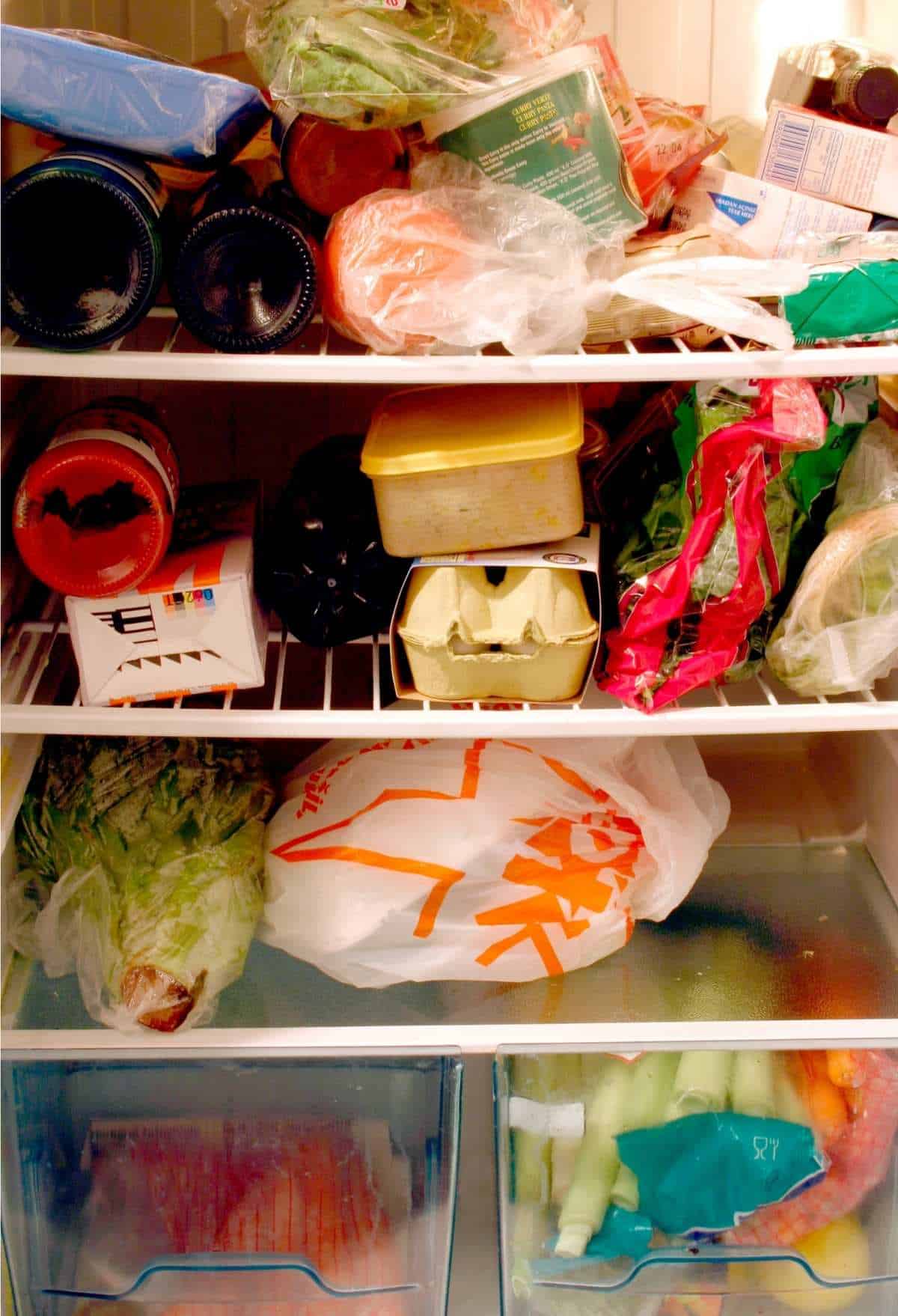 messy refrigerator