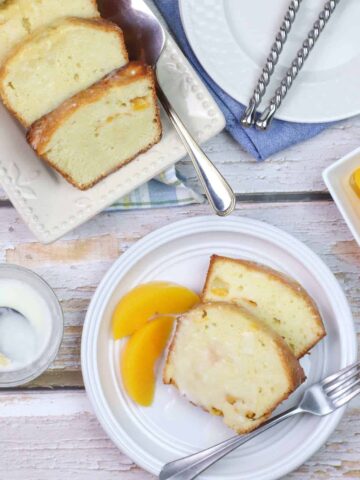 Peach Cobbler Bread with Crown Royal Peach Icing