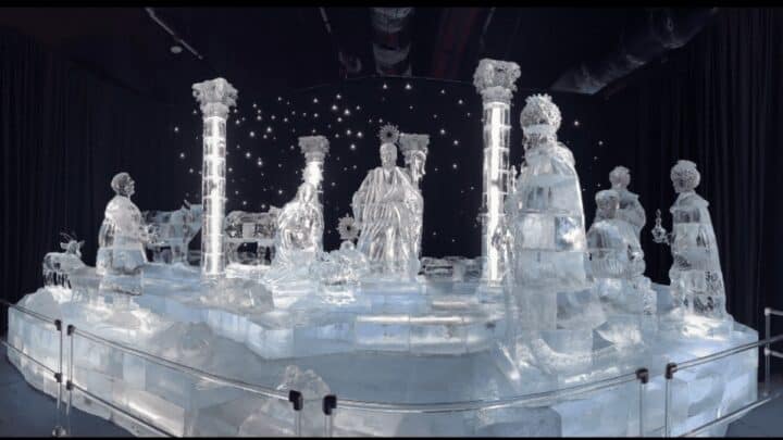 ice nativity scene