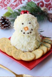 Winter Snowman Cheeseball Recipe | Dine Dream Discover