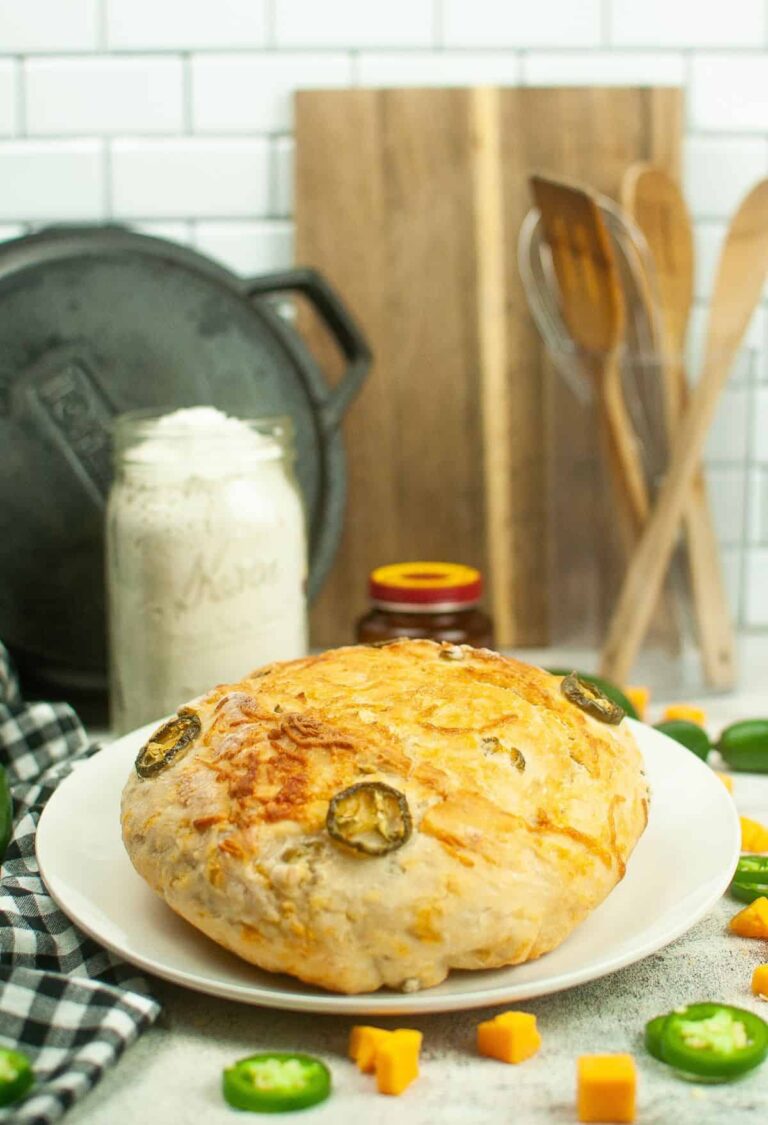 Jalapeno Cheddar Bread Recipe No Knead Artisan Loaf Dine Dream Discover