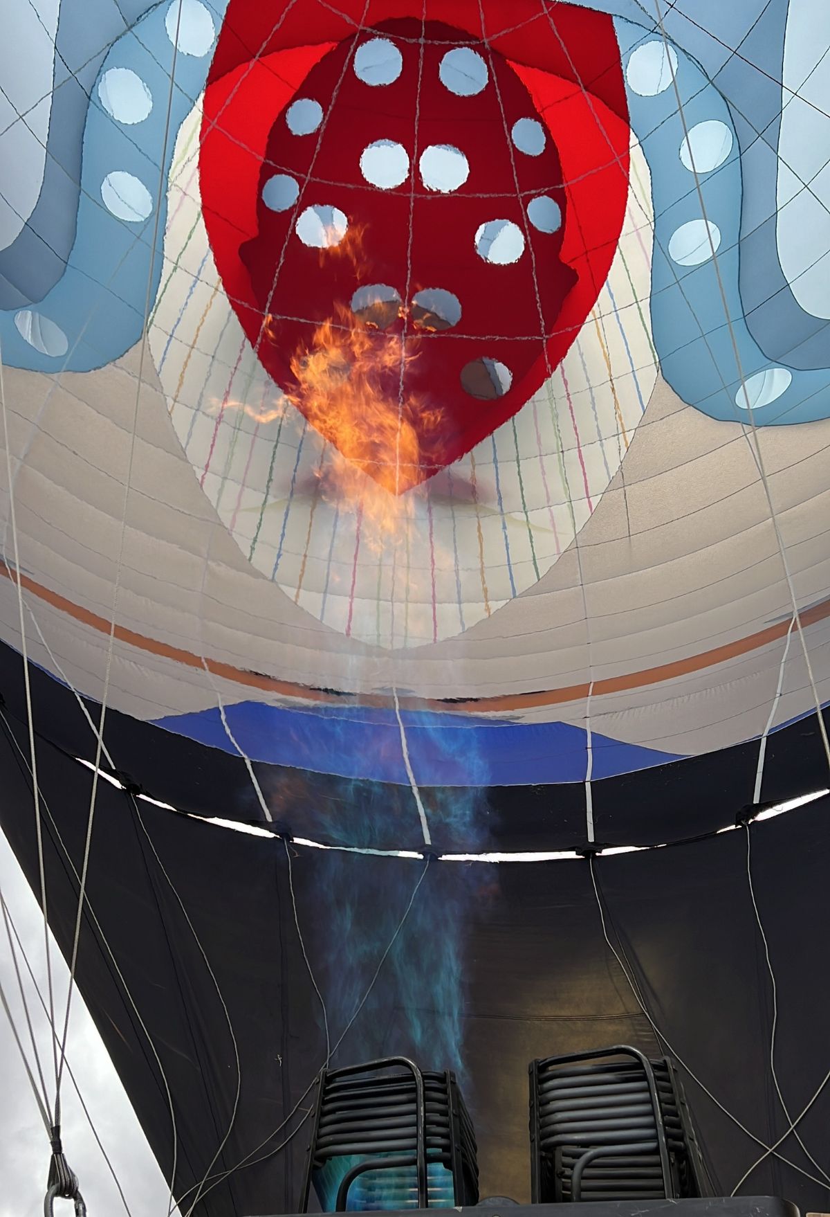 fire in a hot air balloon