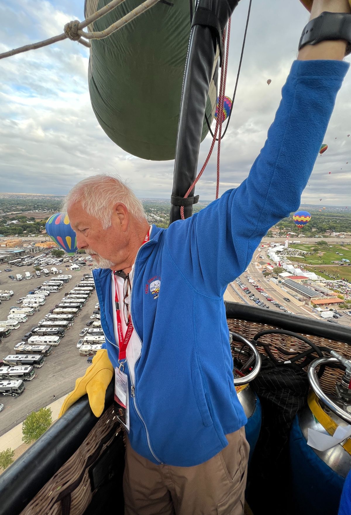 pilot flying hot air balloon