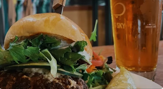 Falling Sky Brewing burger