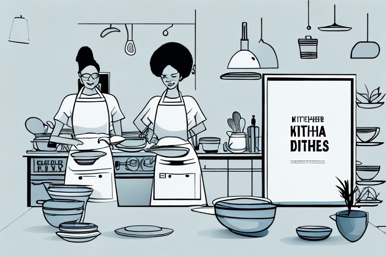 A restaurant kitchen with a mother and daughter working together