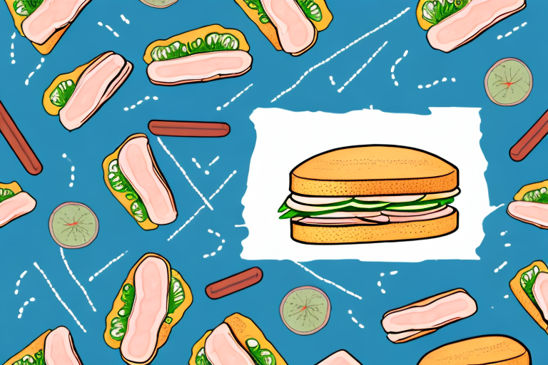 A delicious-looking ham sandwich with quick pickles on the side