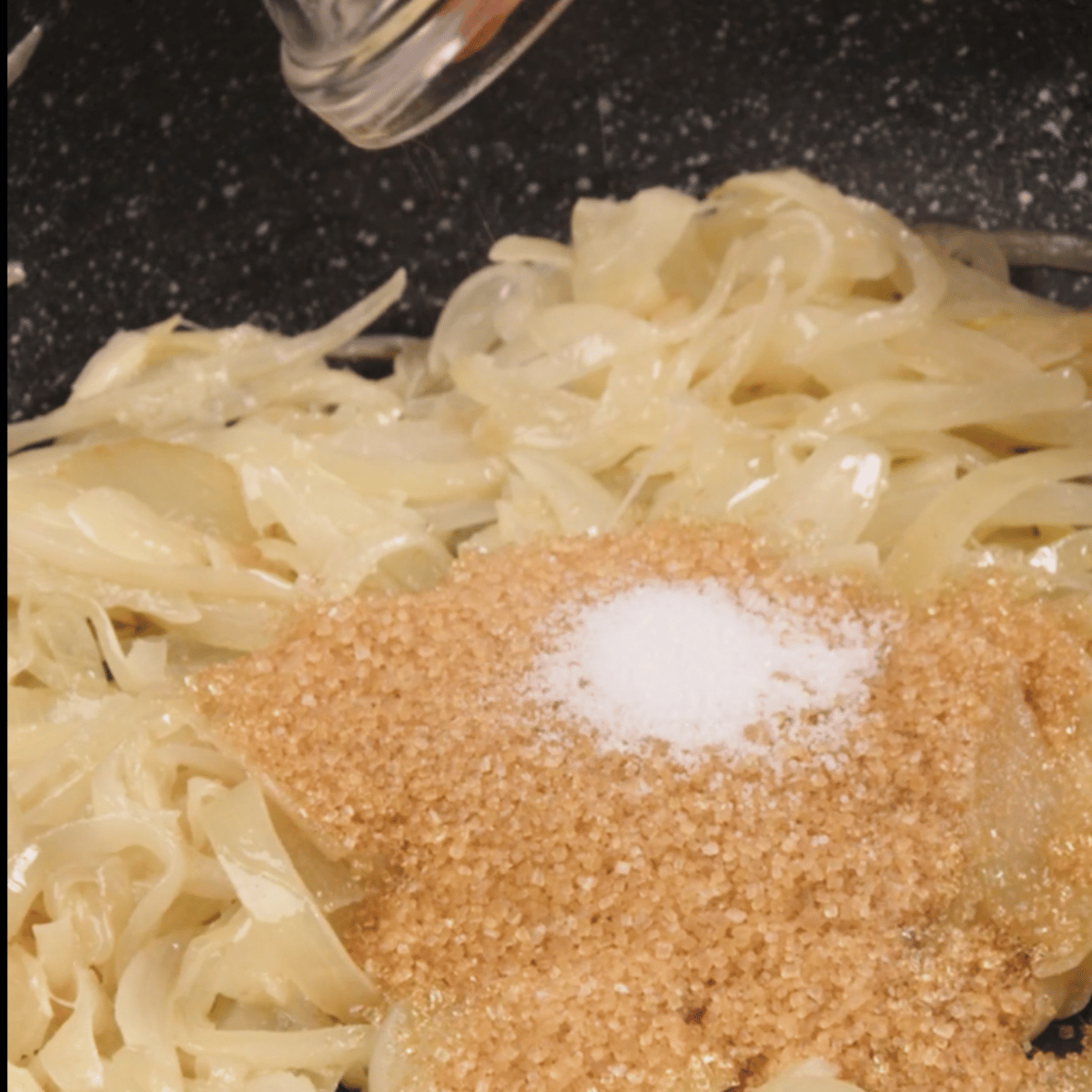 Caramelized onions in a pan