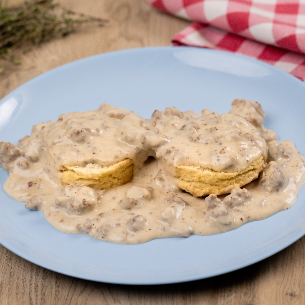 biscuits and gravy on a plate